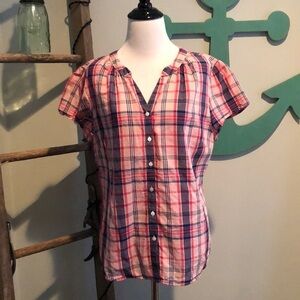 LL Bean pink and purple plaid top